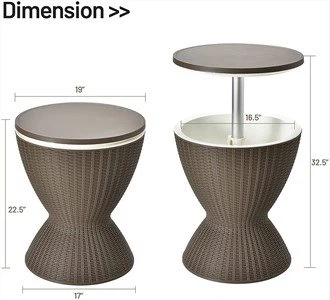 Outdoor Cool Bar Table, Rattan Style Patio 8 Gallon Beer And Wine Cooler